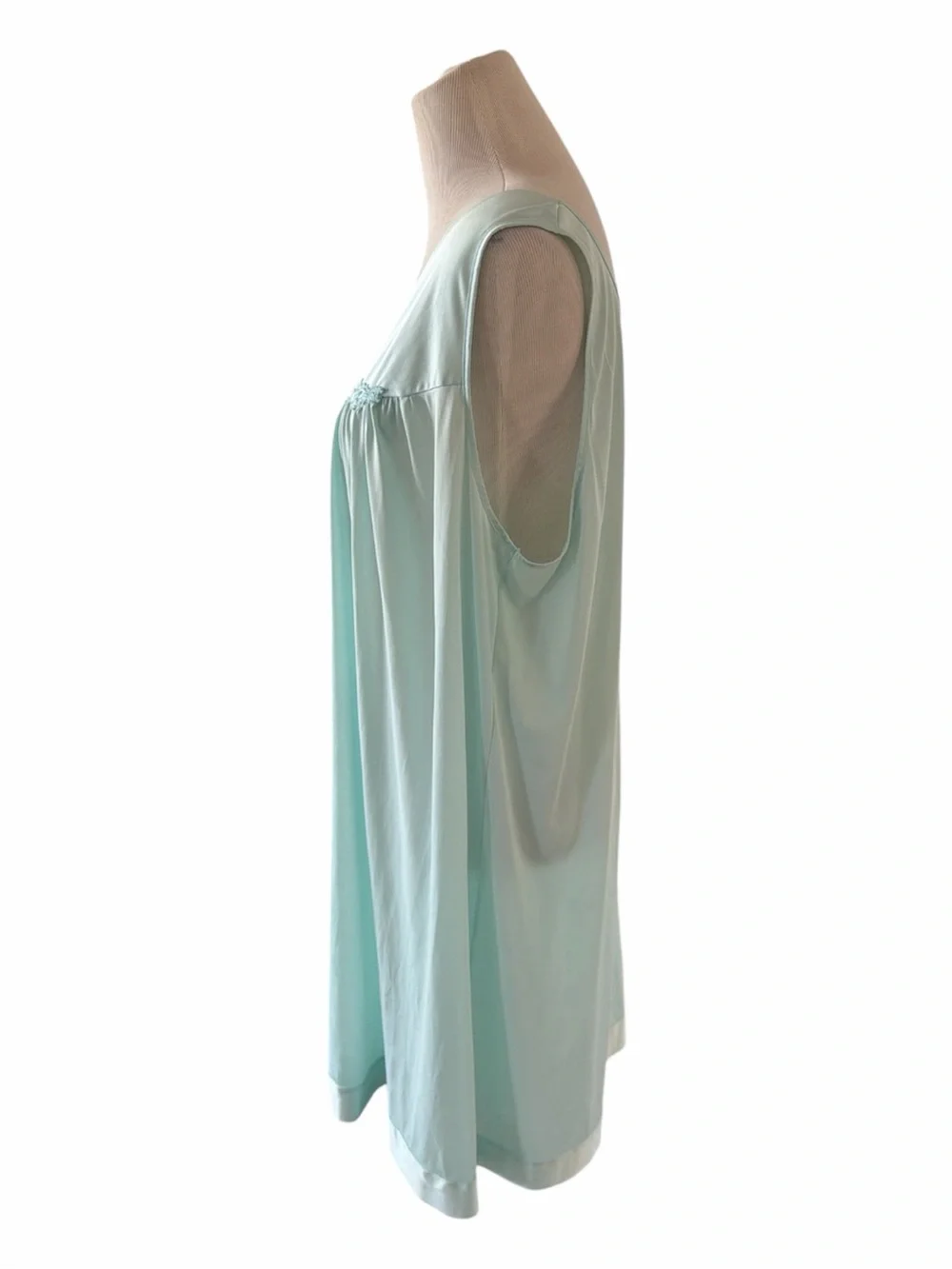 Vanity Fair Nylon Gown Sleeveless Short Night Gown Baby Doll 2XL Light Blue
